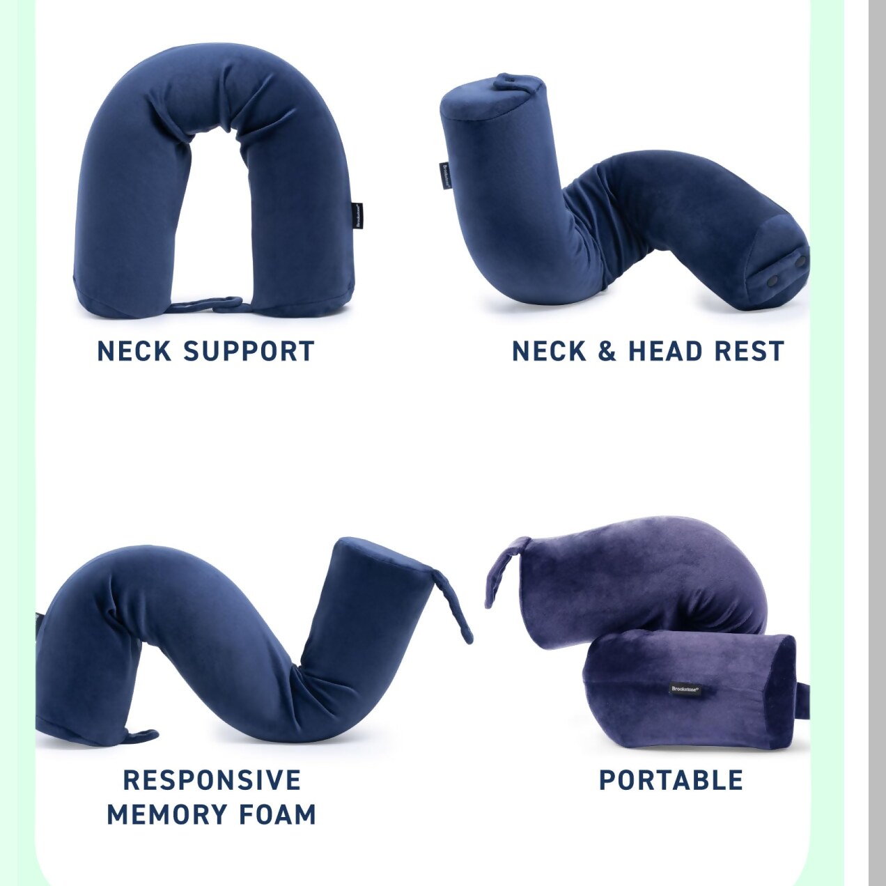 AdjustaTwist Memory Foam Travel Pillow - Neck, Chin, Lumbar, Leg Support Roll Pillow - Blue - Free-Form, Adjustable, One Size