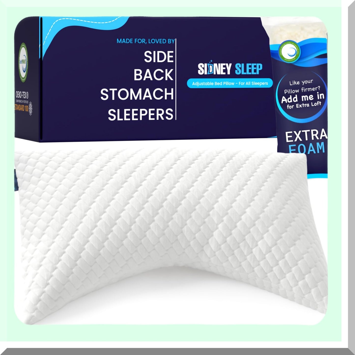 OrthoCloud Memory Foam Pillow - Side and Back Sleeper Comfort - Neck and Shoulder Pain Relief - Adjustable Shredded Foam Fill - Queen Size - White