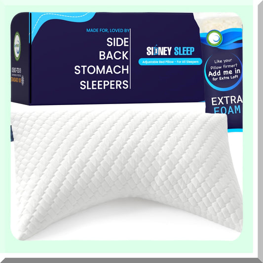 OrthoCloud Memory Foam Pillow - Side and Back Sleeper Comfort - Neck and Shoulder Pain Relief - Adjustable Shredded Foam Fill - Queen Size - White