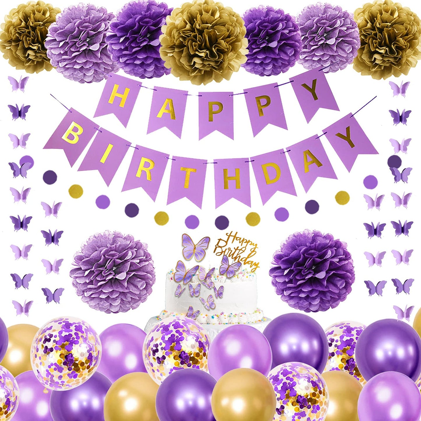 Purple Birthday Decorations for Women and Girls