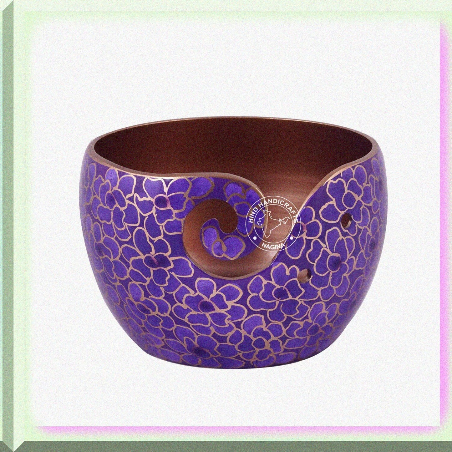 Purple Aluminium Yarn Bowl 6" x 6" x 4"