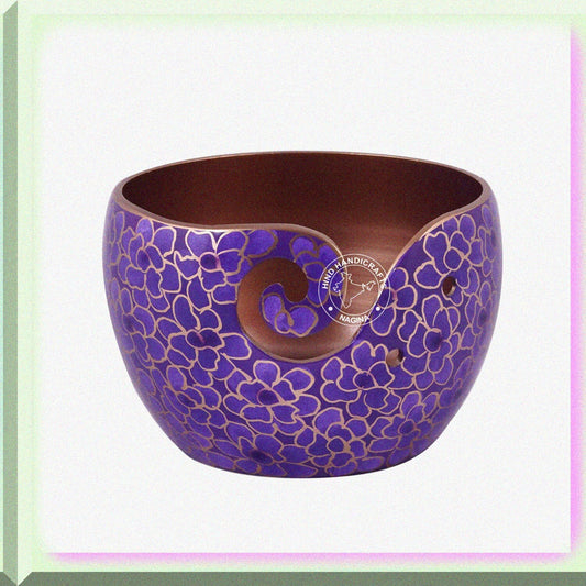 Purple Aluminium Yarn Bowl 6" x 6" x 4"