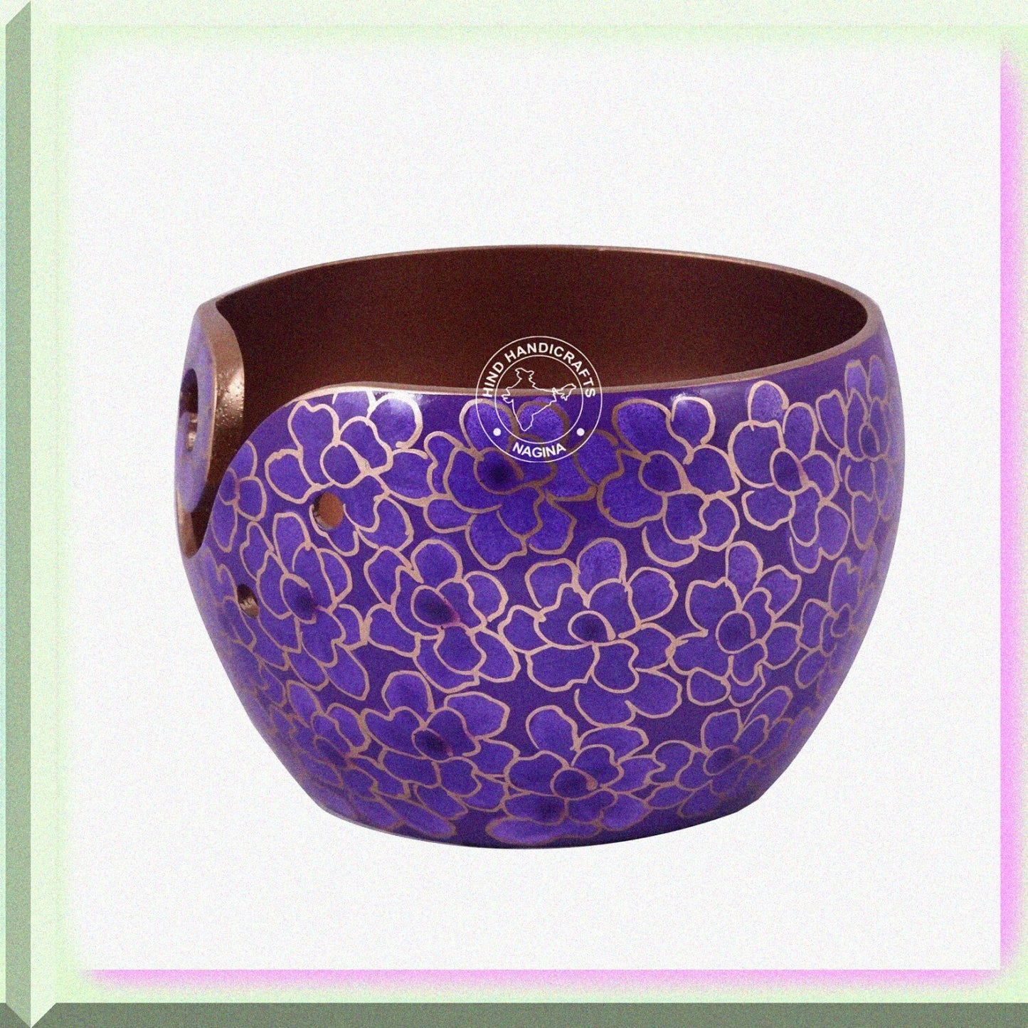 Purple Aluminium Yarn Bowl 6" x 6" x 4"