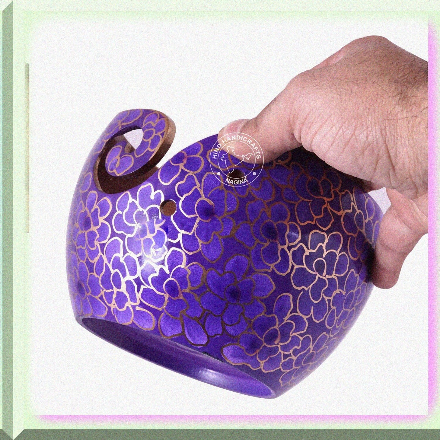 Purple Aluminium Yarn Bowl 6" x 6" x 4"