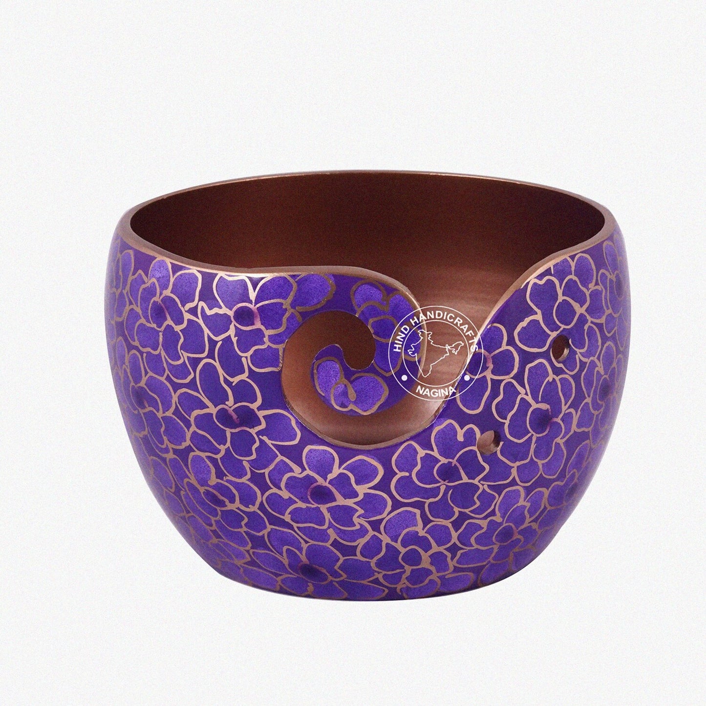 Purple Aluminium Yarn Bowl 6" x 6" x 4"