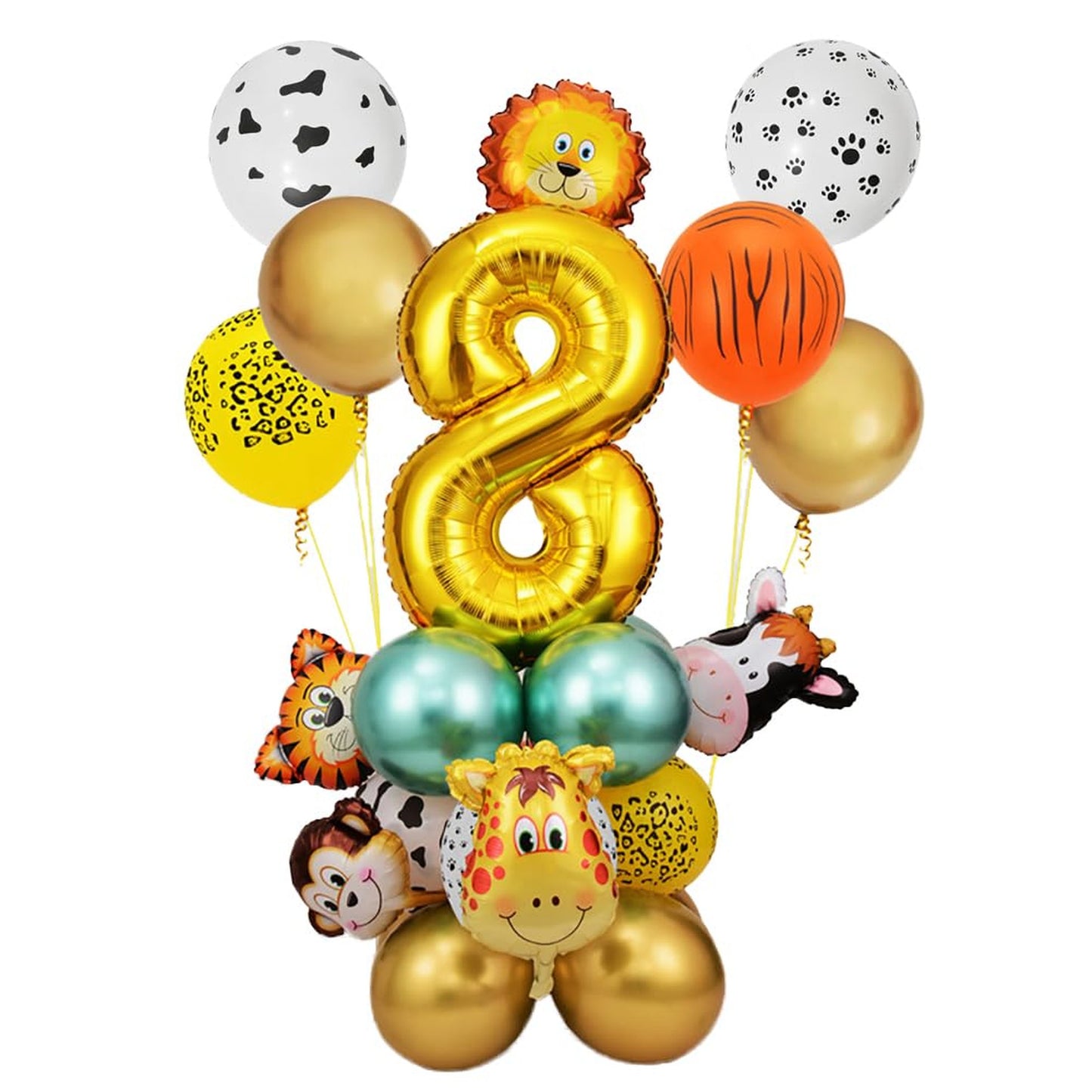 Wild Adventure Number 8 Balloons Set - Jungle Safari Theme Party Decorations Kit for Boys and Girls Birthday Celebration - 24Pcs Backdrop Balloons and Supplies