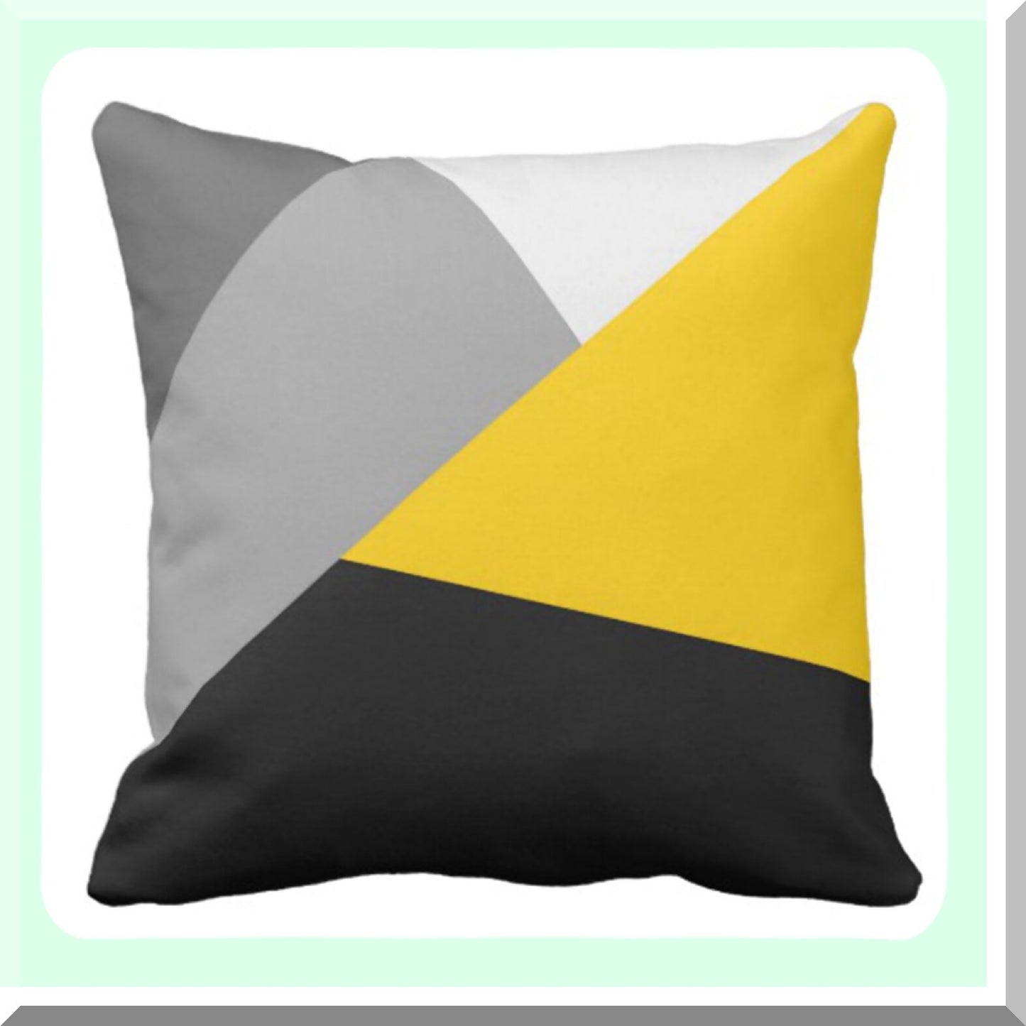 Geometric Fusion Decor Pillow - Gray Yellow Black Modern Square 18x18 Throw Cushion Cover - Contemporary Simple Home Decor Accent Case