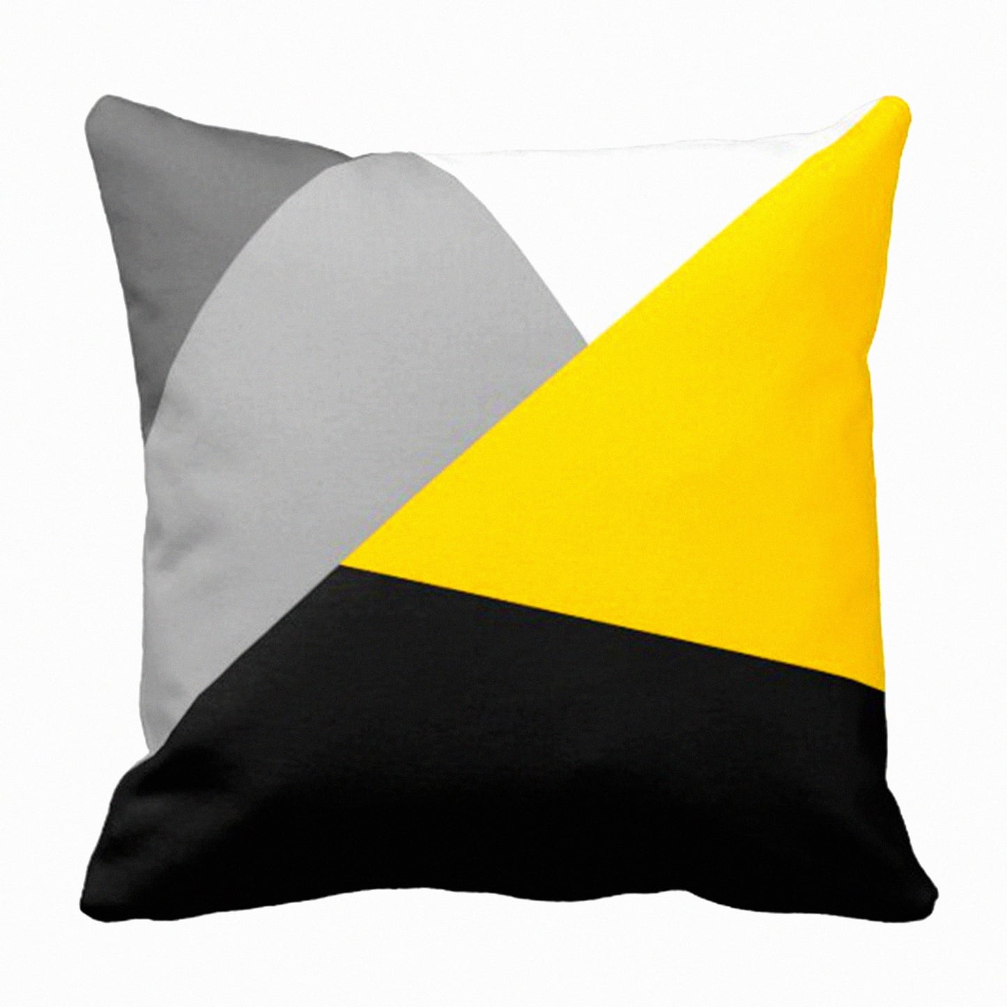 Geometric Fusion Decor Pillow - Gray Yellow Black Modern Square 18x18 Throw Cushion Cover - Contemporary Simple Home Decor Accent Case