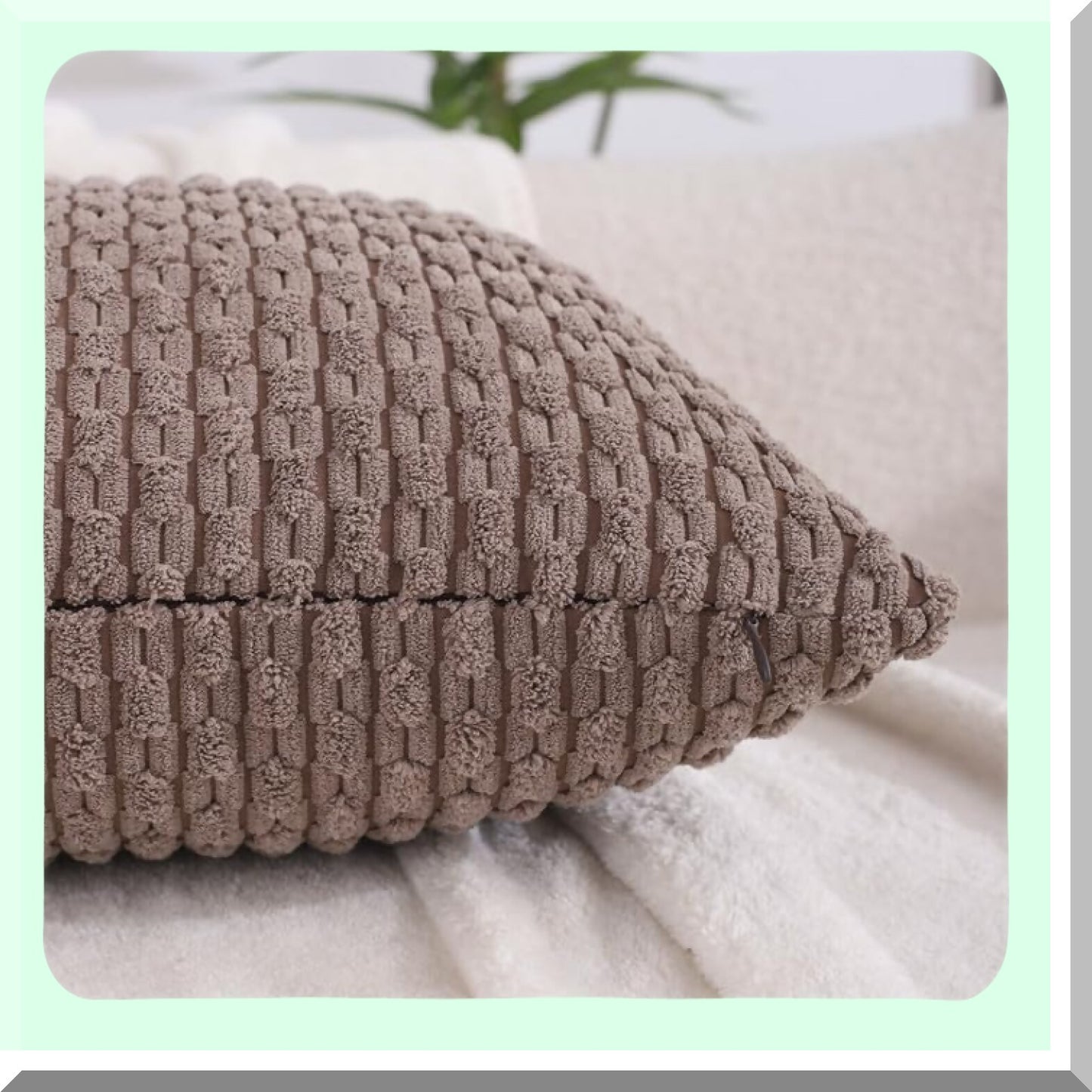 Boho Farmhouse Corduroy Pillow Covers - Set of 4 Rustic Cushion Cases for Home Decor, Sofa, Living Room, Bed - 18x18 Square Throw Pillows for Spring