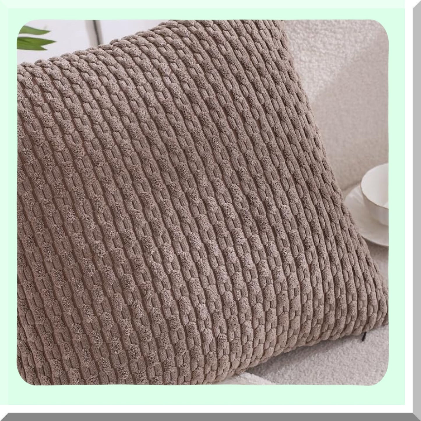 Boho Farmhouse Corduroy Pillow Covers - Set of 4 Rustic Cushion Cases for Home Decor, Sofa, Living Room, Bed - 18x18 Square Throw Pillows for Spring