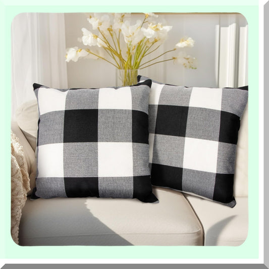 Buffalo Check Plaid Pillowcase Set - 18x18 Inch Checked Cushion Covers for Home Decor - Sofa, Bench, Bed - 2 Pack Throw Pillow Covers