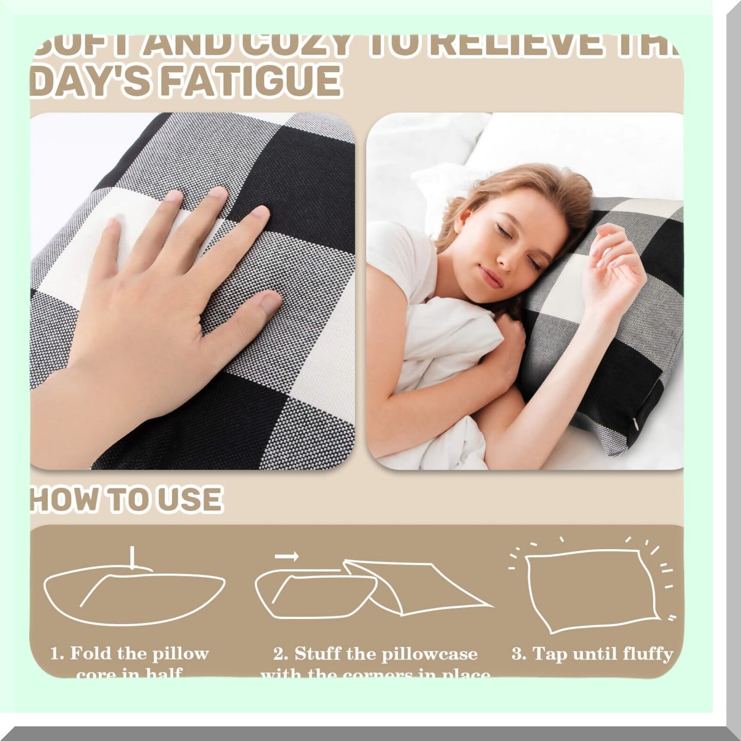 Buffalo Check Plaid Pillowcase Set - 18x18 Inch Checked Cushion Covers for Home Decor - Sofa, Bench, Bed - 2 Pack Throw Pillow Covers