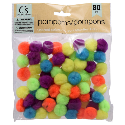 Crafter's Square Multicolored Craft Pom-Poms, 80-ct. Packs (Pack of 36)