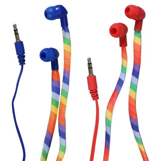 E-Circuit Rainbow Shoelace Earbuds, 48-in. (Pack of 24)