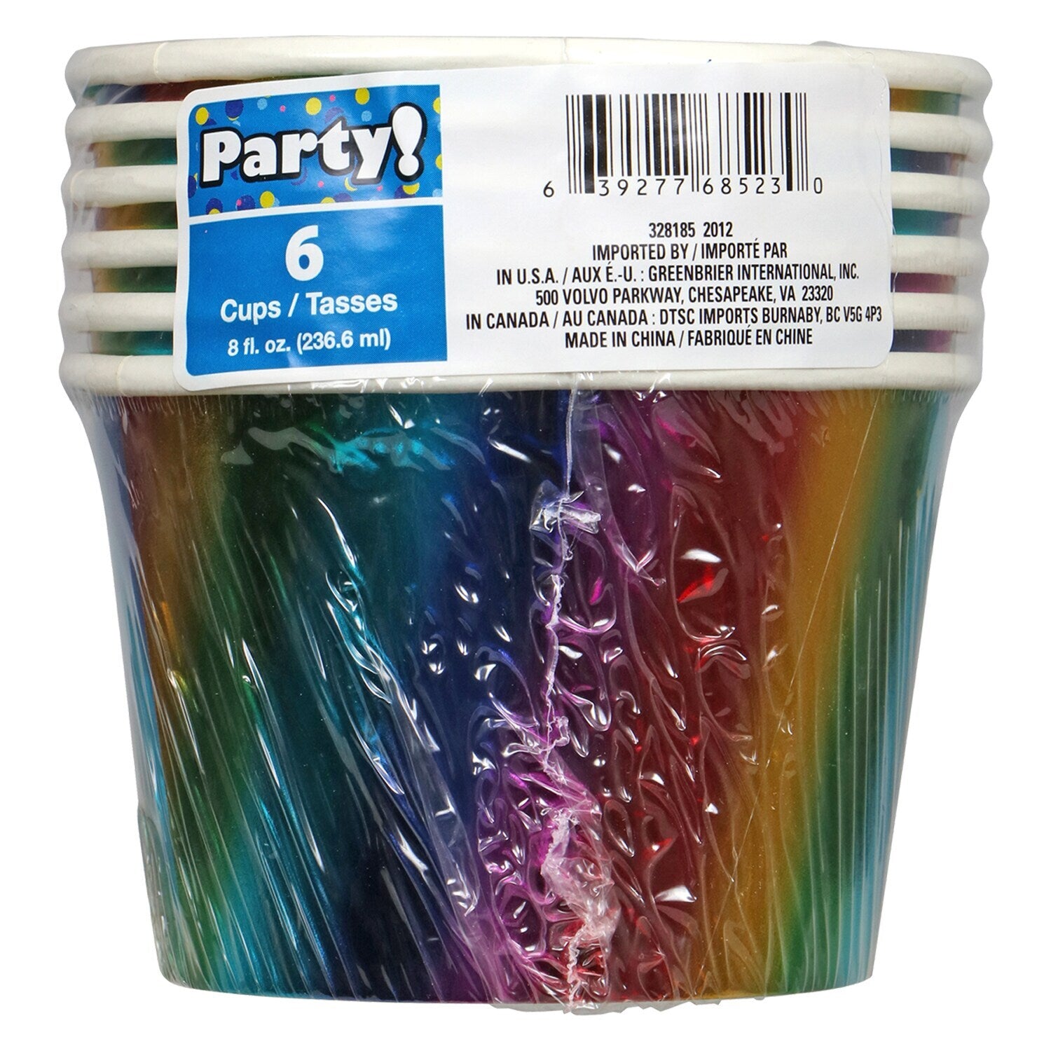 Iridescent & Metallic Rainbow Party Snack Cups, 6-ct. Packs (Pack of 24)
