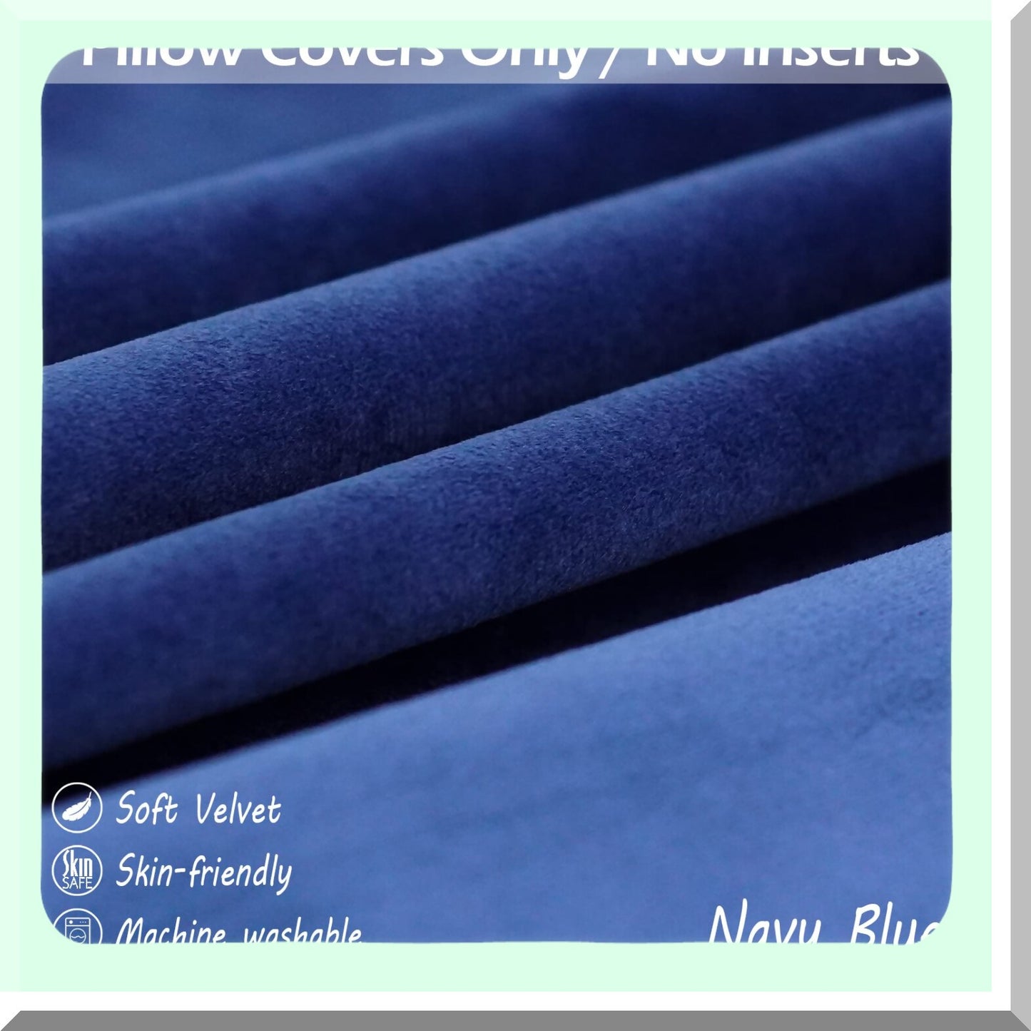 Luxury Navy Blue Velvet Throw Pillow Covers - Set of 2 20x20 Super Soft Dark Blue Decorative Pillows for Couch, Sofa, Living Room - Plush Home Decor