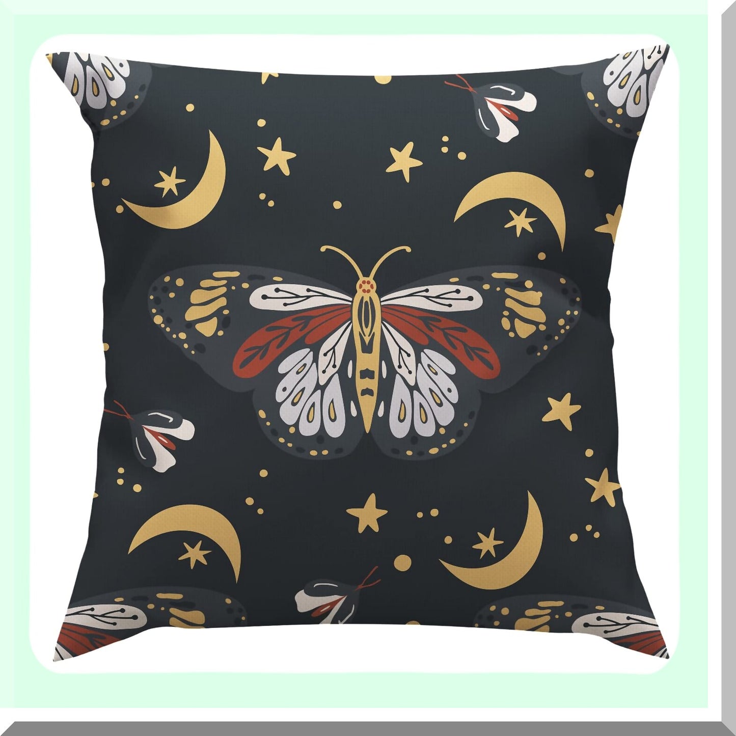Mystical Night Sky Pillow Covers - Set of 4, Moth Butterfly Stars Floral Cushion Cases, Modern Outdoor Sofa Bedroom Car Decor - Black Yellow