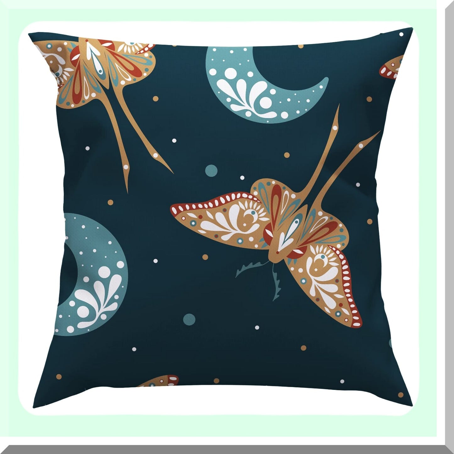 Mystical Night Sky Pillow Covers - Set of 4, Moth Butterfly Stars Floral Cushion Cases, Modern Outdoor Sofa Bedroom Car Decor - Black Yellow