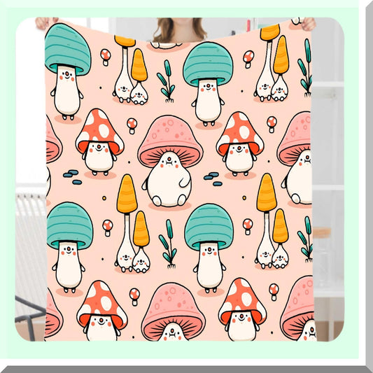 Mushroom CozySoft All-Season Fleece Throw Blanket for Bed & Sofa - 50"x40""