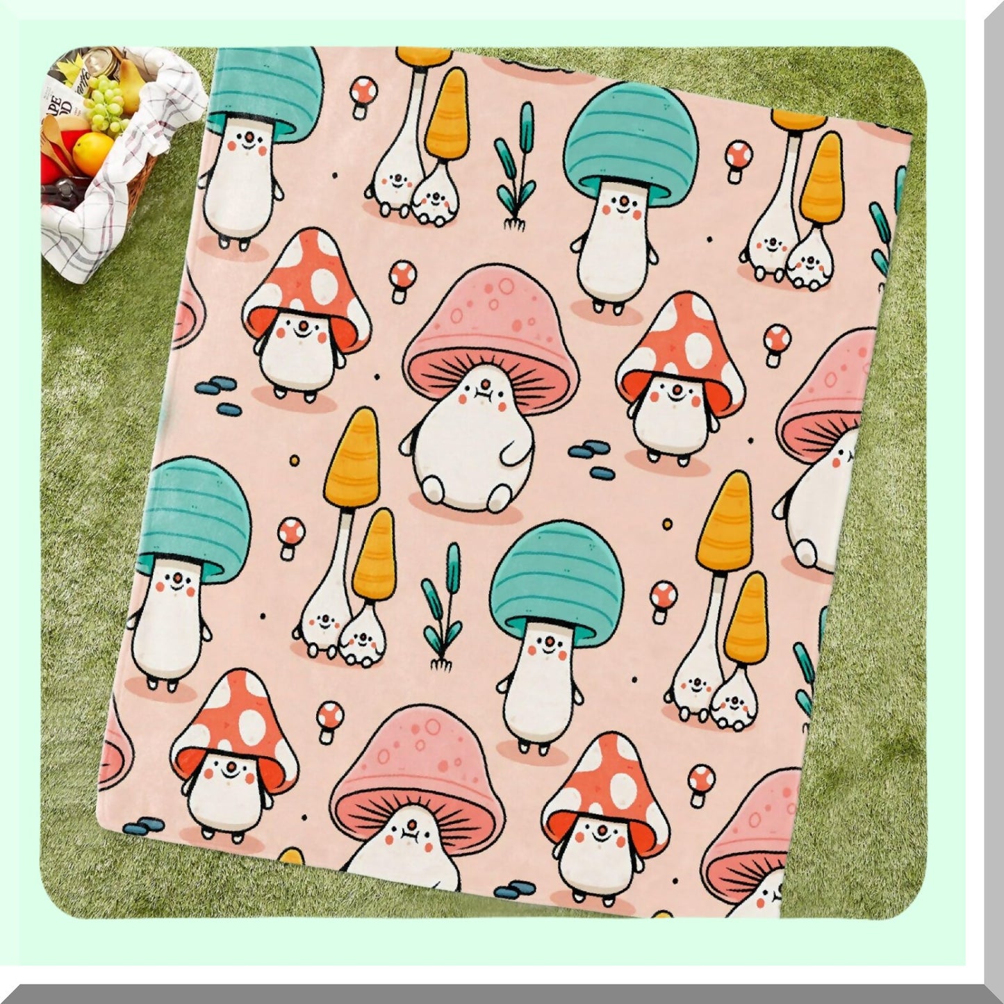 Mushroom CozySoft All-Season Fleece Throw Blanket for Bed & Sofa - 50"x40""