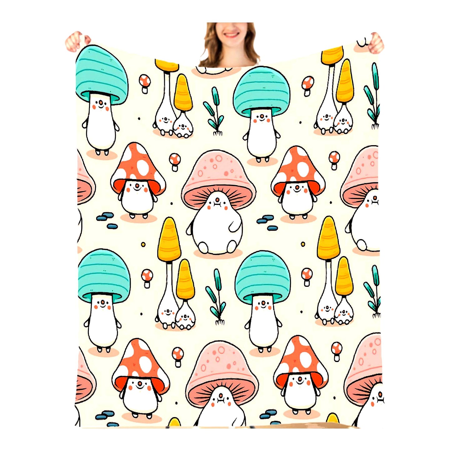 Mushroom CozySoft All-Season Fleece Throw Blanket for Bed & Sofa - 50"x40""