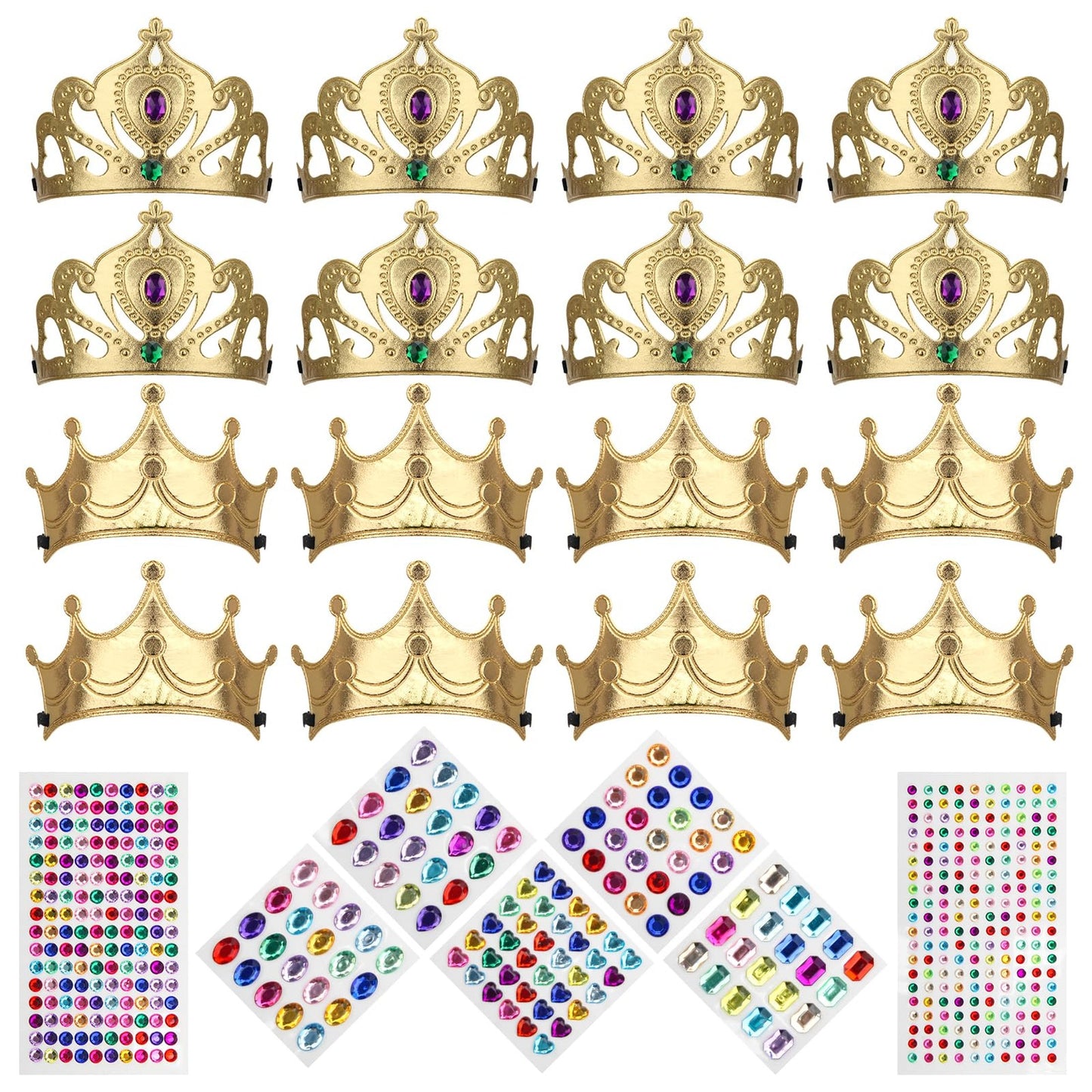 Diamond Crown DIY Party Set - 23 Foam Pieces for Kids to Create Princess Tiaras. Sparkle and Shine with Diamond Sticker Decorations!