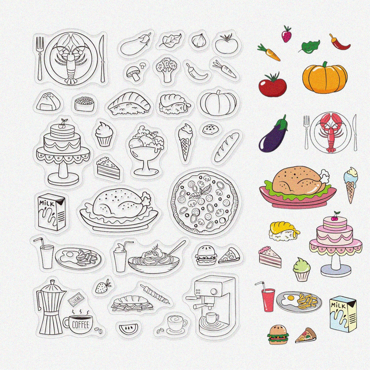 Food Silicone Clear Stamps Set for Cards and Crafts