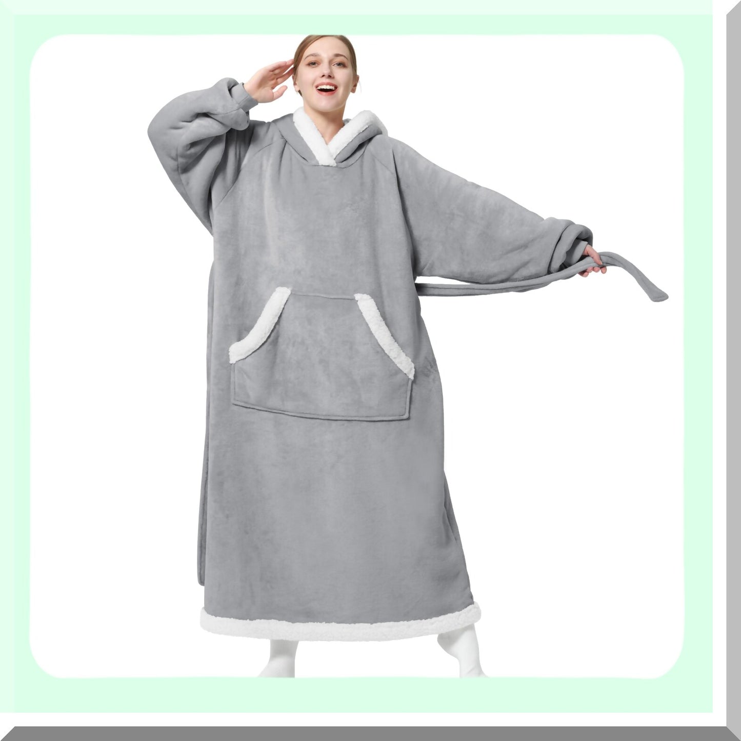 Ultimate Cozy Sherpa Fleece Blanket Hoodie - Warm, Oversized, with Giant Pocket & Belt - Perfect Winter Gift for Women & Men