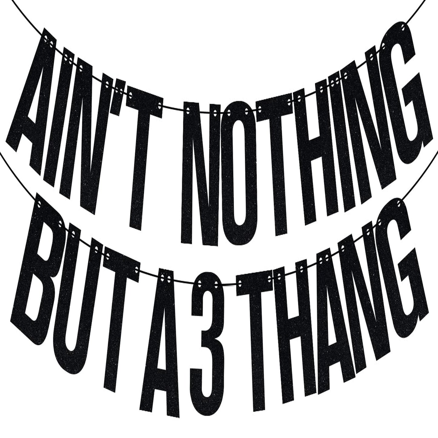 3 Thang Glitter Birthday Banner - Black - Child's 3rd Birthday Party Decoration Supply - Celebrate in Style with this Sparkling Banner!