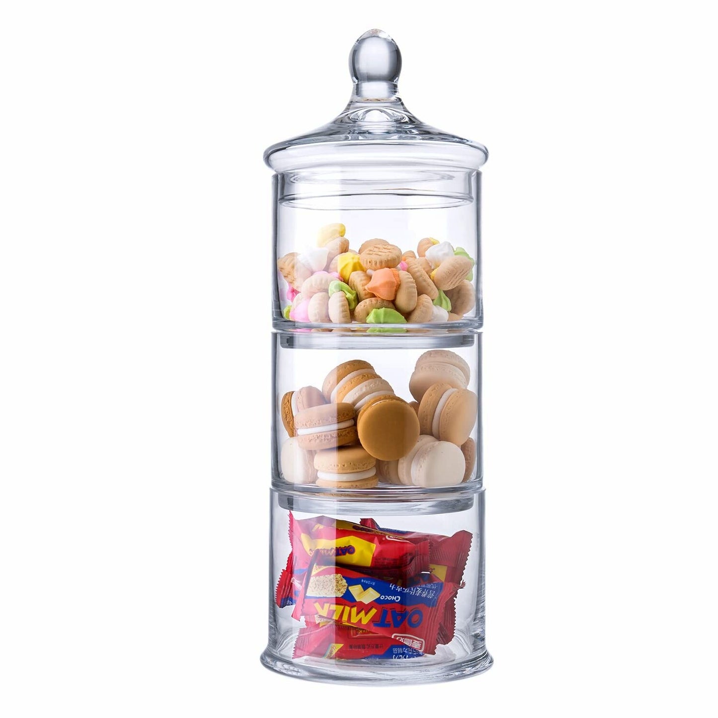 14.5" 3-Tier Decorative Glass Storage Jars