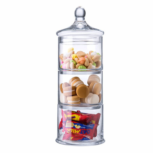 14.5" 3-Tier Decorative Glass Storage Jars