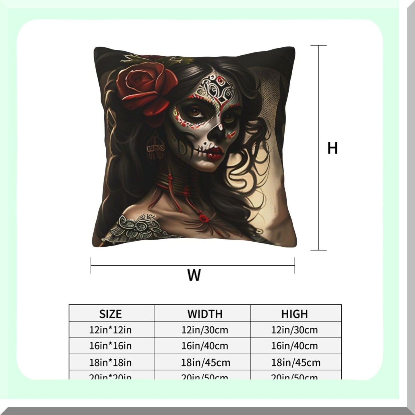 Day of The Dead Skull Decorative Pillow Covers - Set of 2, 18x18 Inch Couch Pillows for Mexican Dia De Los Muertos Decoration - Unique Home Decor