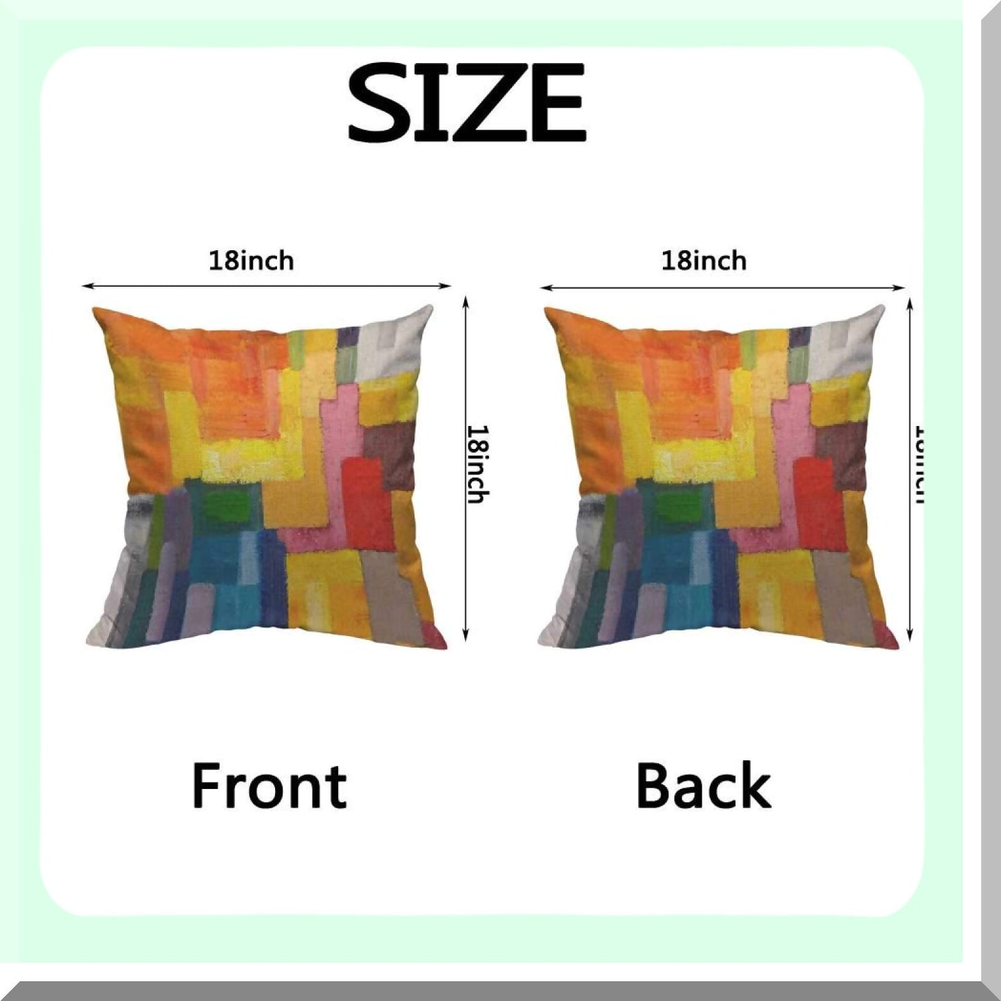 Graffiti Art Linen Pillow Cover - Modern Abstract Cushion Case for Home Sofa Decoration - Colorful Rectangles Wall Decor - 18 X 18 Inch