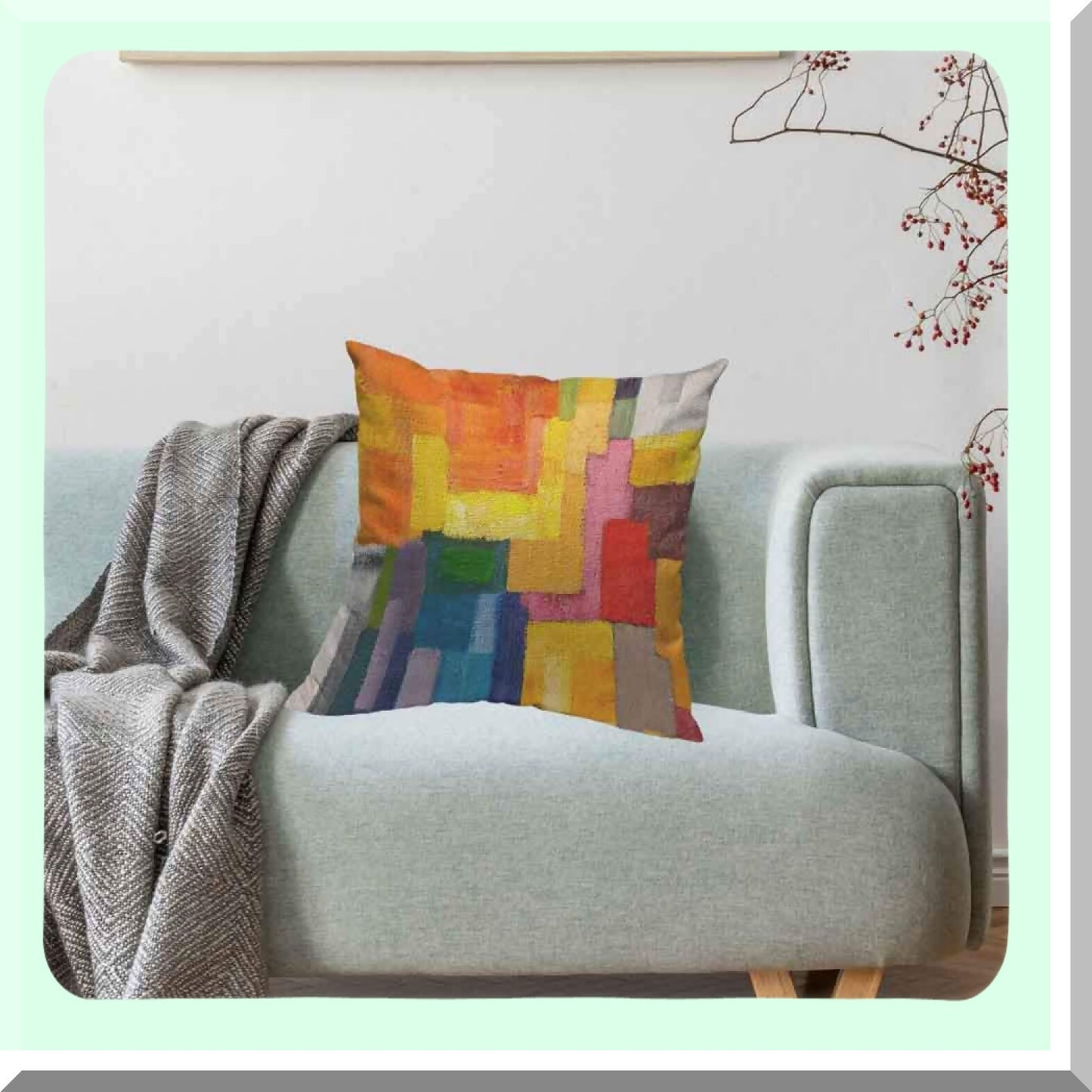 Graffiti Art Linen Pillow Cover - Modern Abstract Cushion Case for Home Sofa Decoration - Colorful Rectangles Wall Decor - 18 X 18 Inch