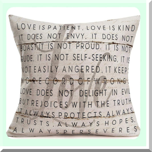Motivational Love Quote Rustic Pillow Covers - Wooden Board Decorative Throw Pillowcase for Home Sofa Bed Room - Cotton Linen 18"x18"