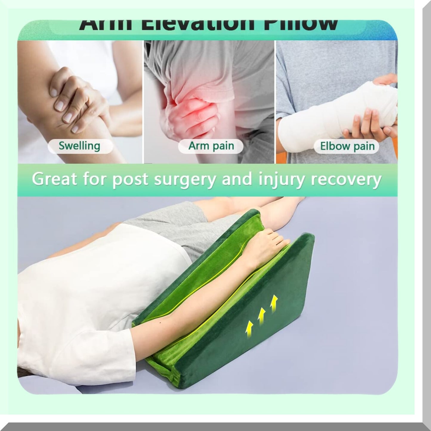 ArmEase Elevate Support Pillow - Medical Grade Arm Rest Wedge for Post-Surgery Recovery, Elbow Support, and Comfortable Sleeping for Adults.