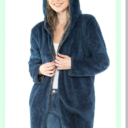 Ultimate Cozy Fleece Blanket Hoodie - Large Blue, Warm & Comfy for Men and Women