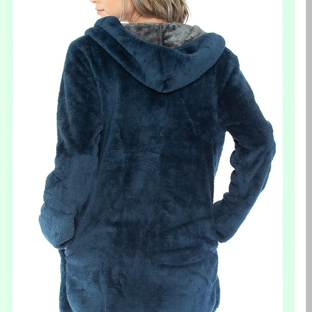 Ultimate Cozy Fleece Blanket Hoodie - Large Blue, Warm & Comfy for Men and Women