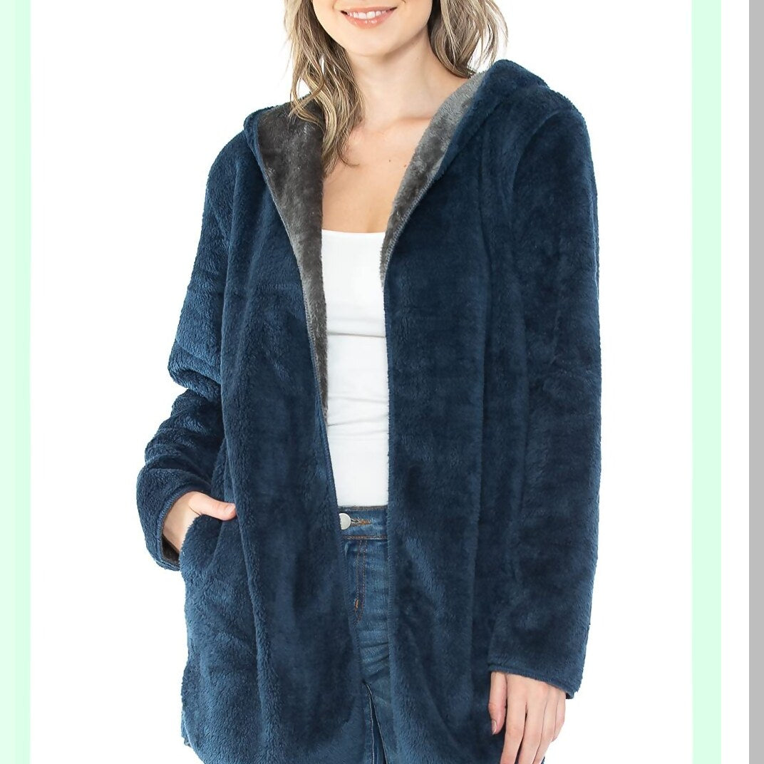 Ultimate Cozy Fleece Blanket Hoodie - Large Blue, Warm & Comfy for Men and Women