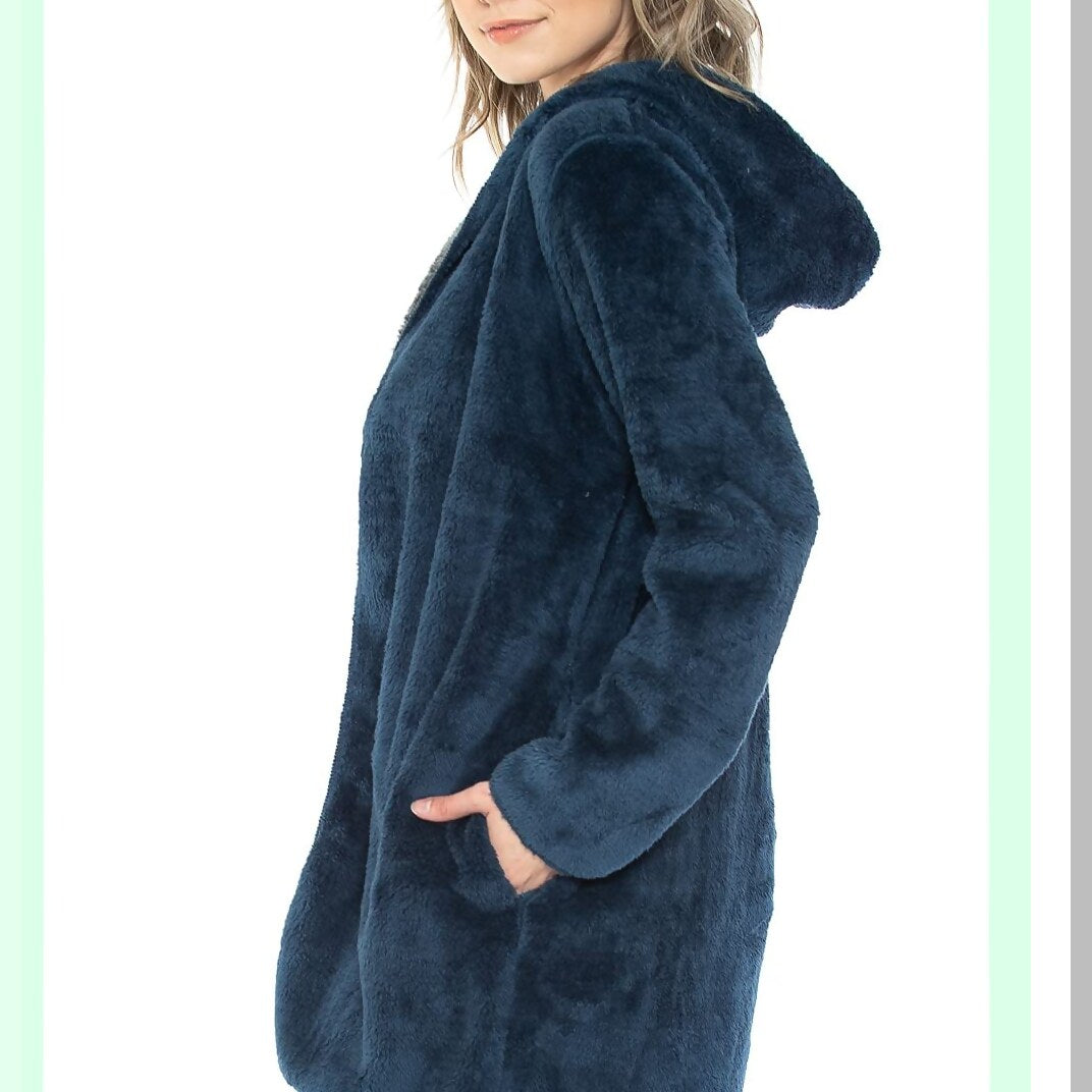 Ultimate Cozy Fleece Blanket Hoodie - Large Blue, Warm & Comfy for Men and Women