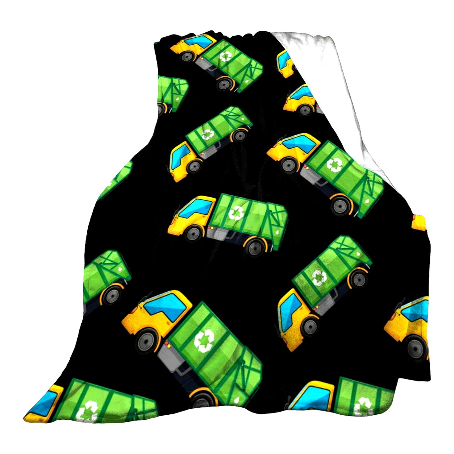 Cartoon Garbage Truck Cozy Flannel Fleece Blanket - Ultra Soft, Lightweight, All-Season Warmth for Living Room/Bedroom