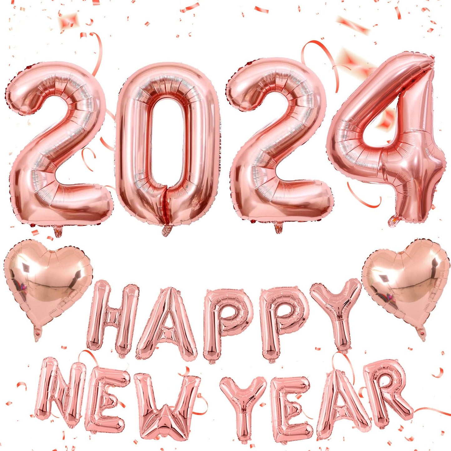 New Year 2024 Balloons and Banner for Celebrations