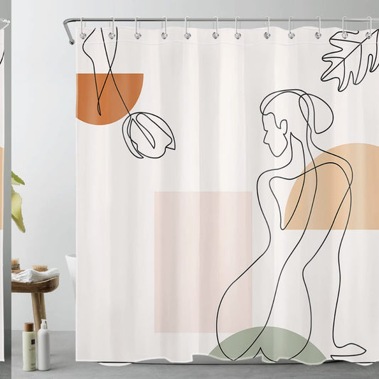 Abstract Girl Beige Shower Curtain 72x72 Inches