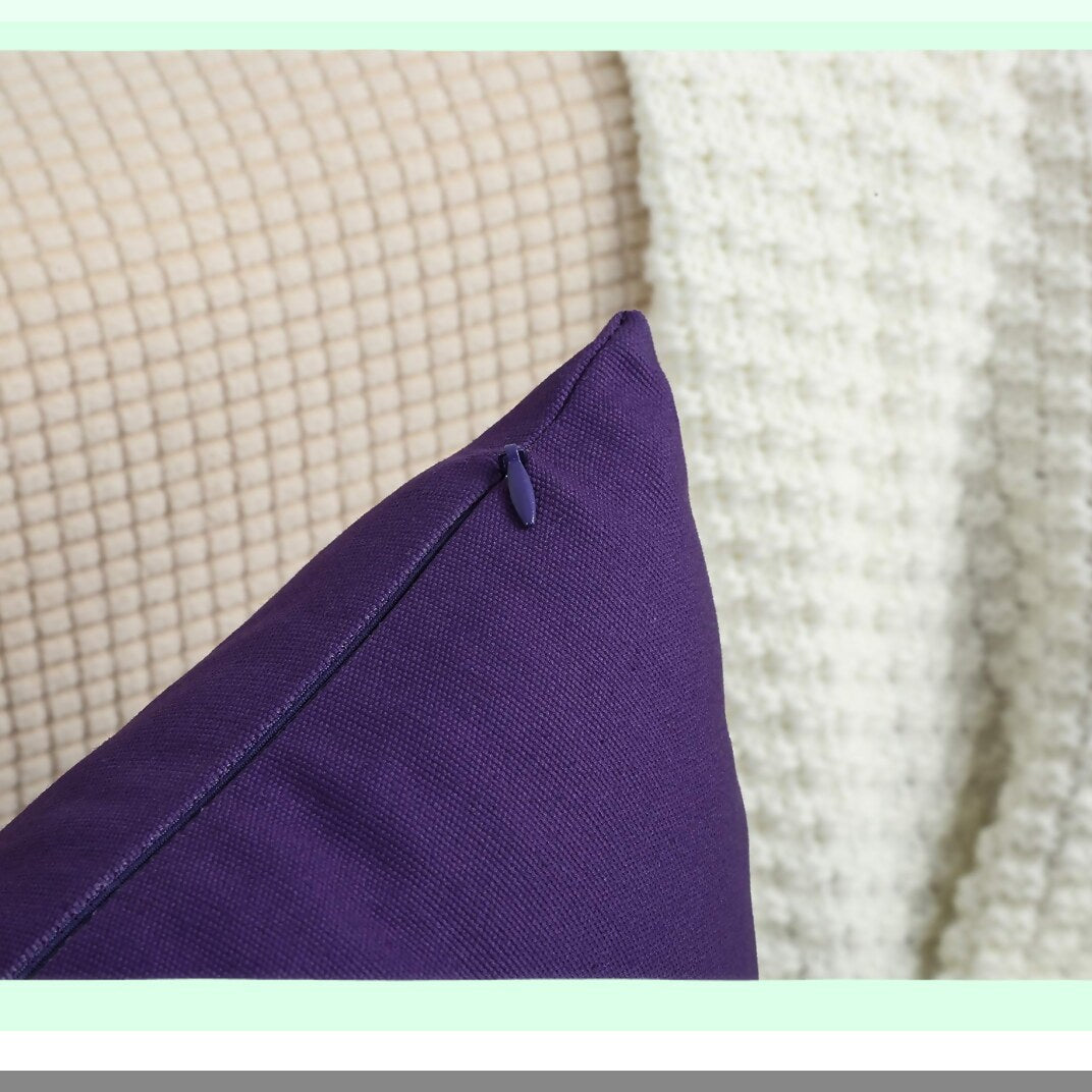 Cotton Canvas Decorative Pillow Covers - Set of 2 Cushion Covers, 18"x18", Purple - 45 Color Options - Solid Design - Home Decor Accent