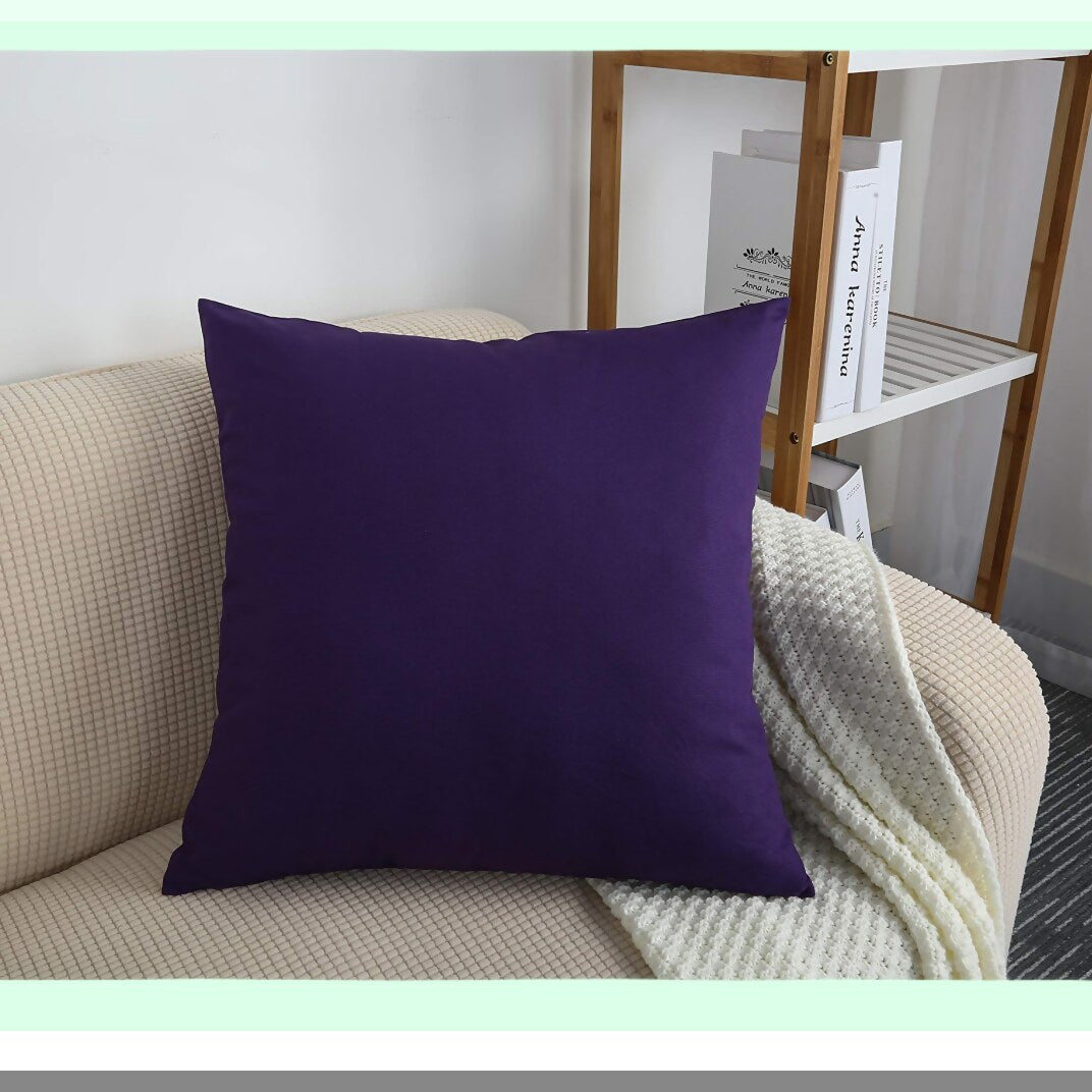 Cotton Canvas Decorative Pillow Covers - Set of 2 Cushion Covers, 18"x18", Purple - 45 Color Options - Solid Design - Home Decor Accent