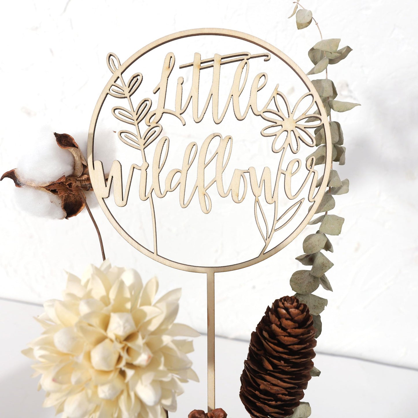 Wood Wildflower Cake Topper for Birthdays and Baby Showers