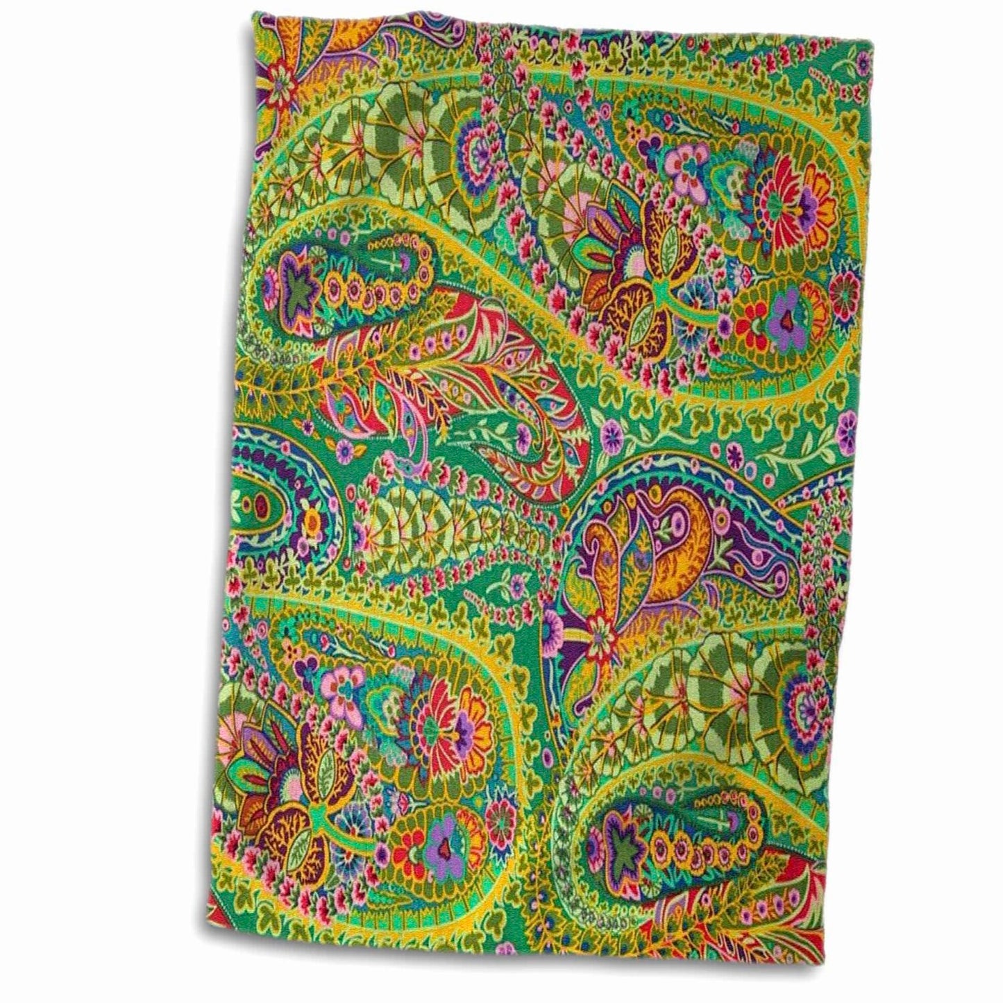 3D Rose Lime Hot Pink Orange Purple Batik Towel 15"x22"