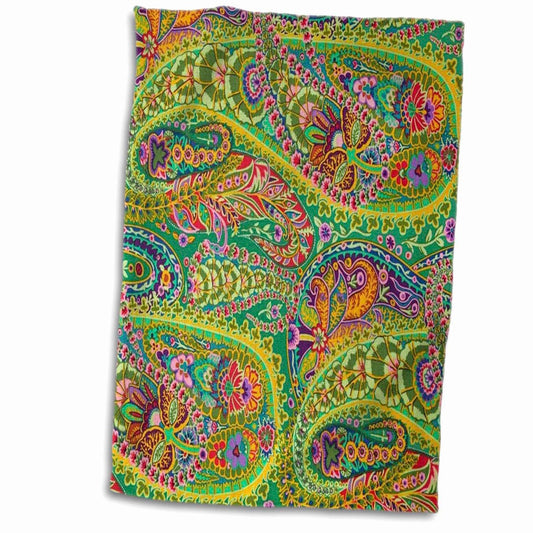 3D Rose Lime Hot Pink Orange Purple Batik Towel 15"x22"