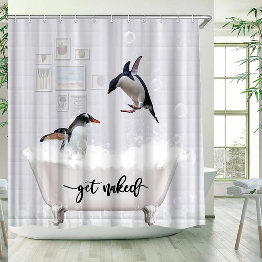 Funny Penguin Shower Curtain with Hook