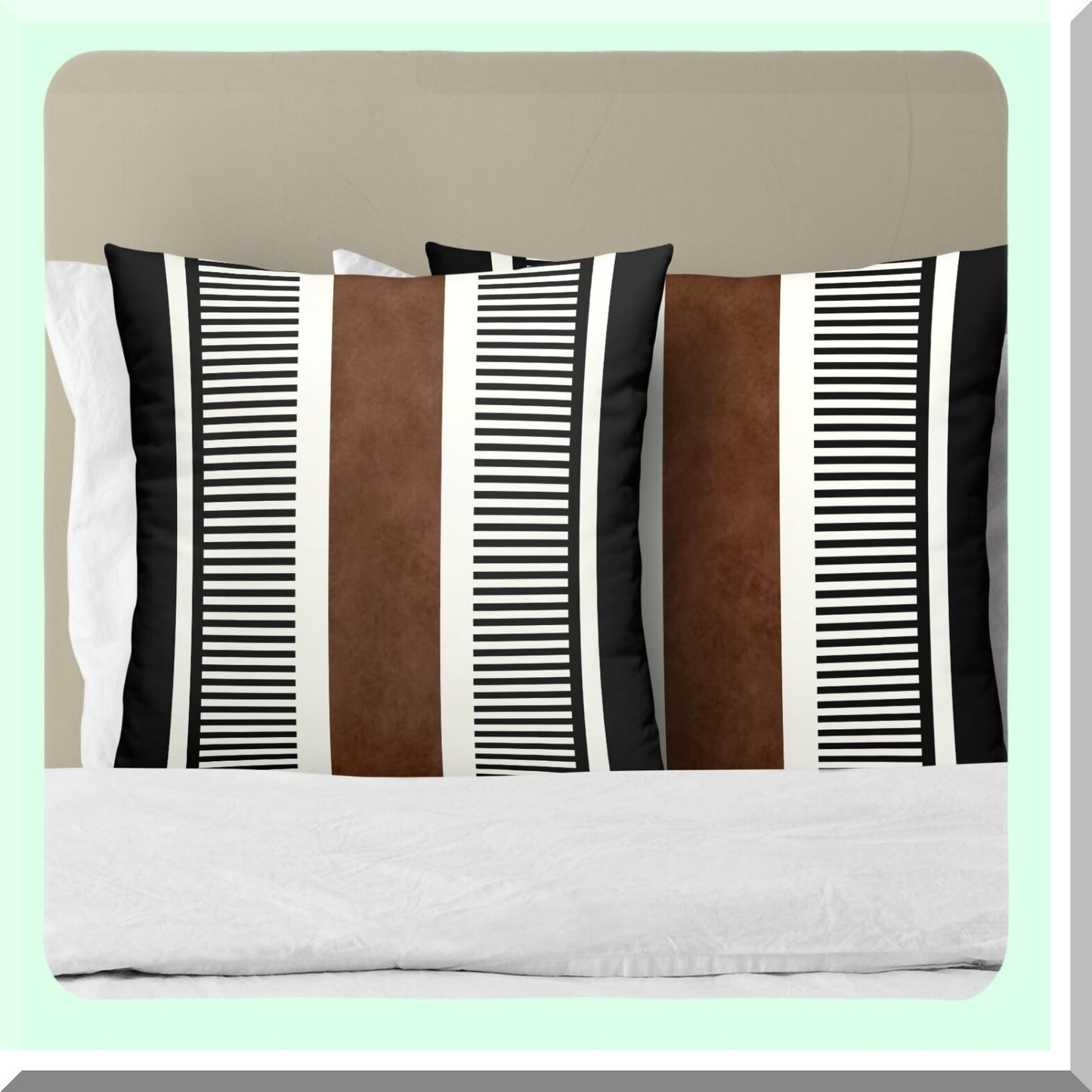 Rustic Stripe Geometric Pillow Covers Set - Farmhouse Decorative Throw Pillows - Modern Boho Home Sofa Chair Bed Accessories - Black White Brown 18x18 Inch Case Duo
